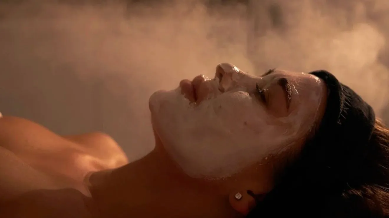 Relaxing facial treatment in warm light